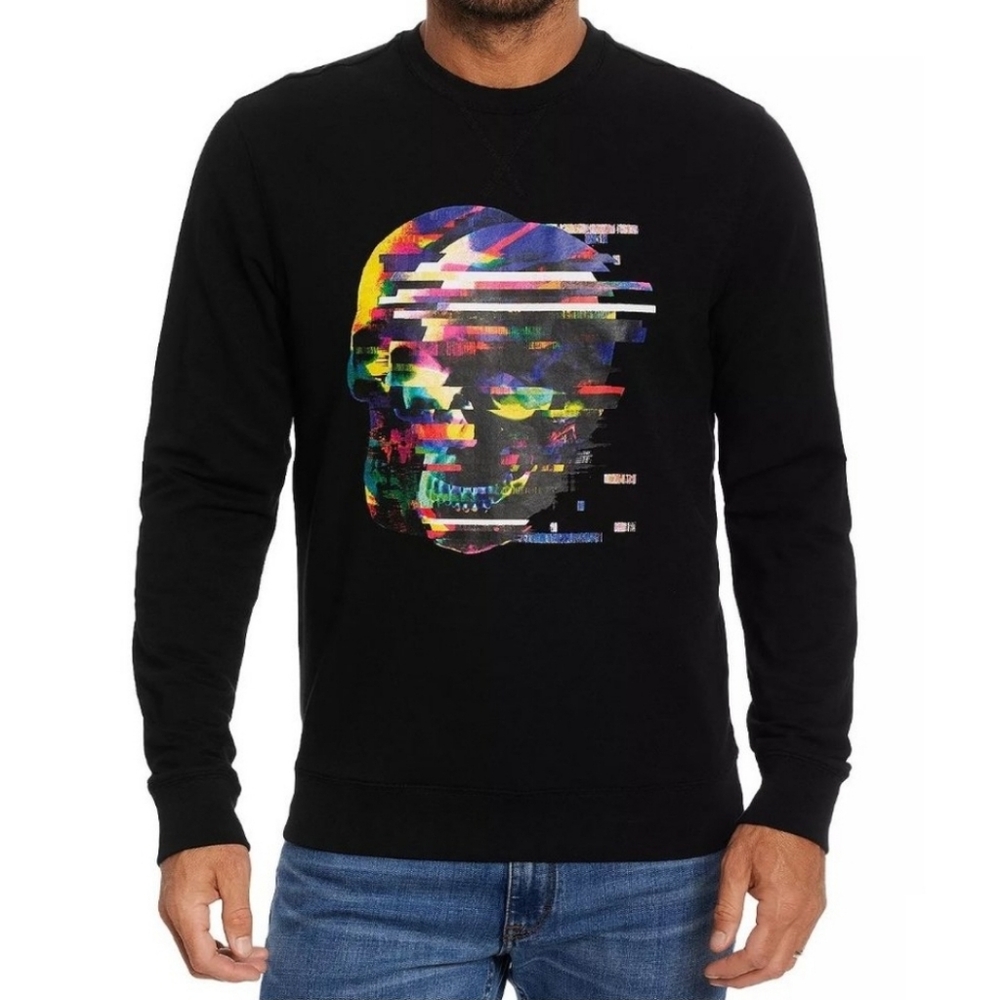 Robert Graham Men's Long Sleeve Loose Cannon Skull Graphic Sweatshirt Bl…